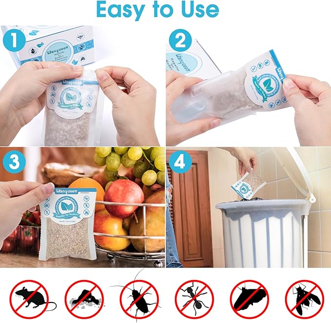 8 Pack Rodent Repellent Pouches with Peppermint Oil, Mouse Deterrent, Mice Repellent Indoor& Outdoor, Best Mouse Repellent, Natural Rat Repellents for House - Safe for Pets and Kids