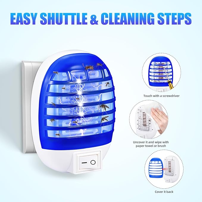 Indoor Bug Zapper Plug in, Electronic Mosquito Zapper Ultimate Fly Zapper Lamp for Bug Insect for Home,Bedroom, Living Room,Office Insect Trap, Pack of 4, Blue ﻿