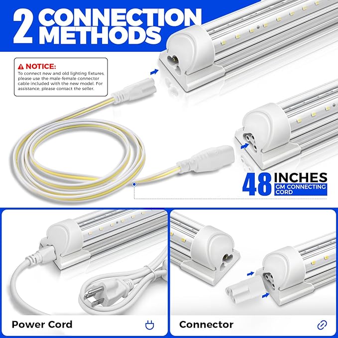 Barrina Grow Lights for Indoor Plants, 3FT 5000K Daylight White Full Spectrum Plant Lights, 180W(6 x 30W, 1000W Equivalent), T8 Grow Light Bulbs, LED Grow Light Strips, Linkable Design, 6-Pack