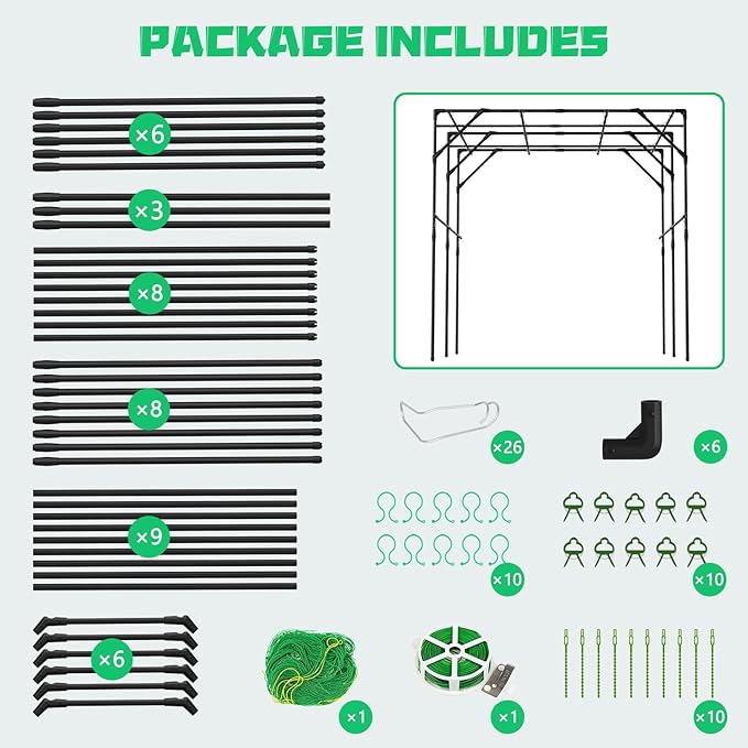 DoCred Tall Garden Arch Trellis for Climbing Plants, 79in Tall Metal Plant Support Trellis Archway for Climbing Vine Vegetable/Fruit/Flower Outdoor Yard Lawn Garden Arch Tunnel Trellis
