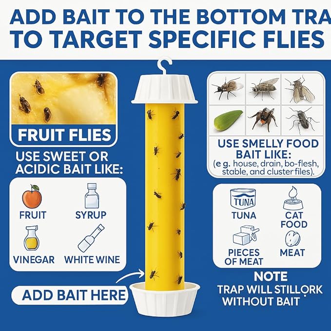 Fly Stick Sticky Fly Traps for Indoors and Outdoor Wasp Traps - Effective Pest Control 4 Pack