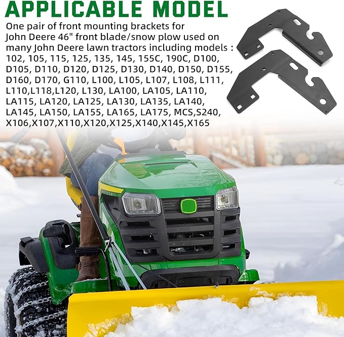 AUTOVIC Snowplow Mounting Brackets Front for John Deere 46" Shovel/Snow Sweeper Mounting Bracket Replace for GXH24760 GXH24761 1Pair