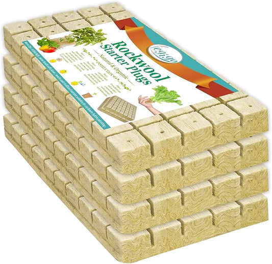 Legigo 1 Inch Rockwool Cubes Seed Starter Plugs for Hydroponics, RockWool Planting Grow Cubes for Hydroponic Tower Garden Soilless Cultivation Plants Germination Cutting Clone (4 Sheet, 200 Plugs)