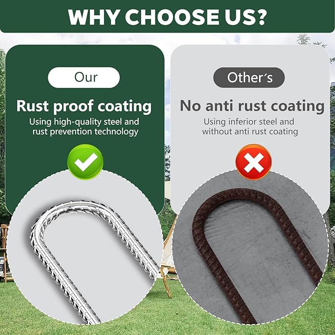 30 Pieces Trampoline Stakes Anchors High Wind Heavy Duty,U Shaped Garden Hooks Stakes for Ground,Trampoline Tie Downs Anchor Kit,Bounce Horseshoe House Stake,Rebar Camping Tent Stakes,12 Inch Long