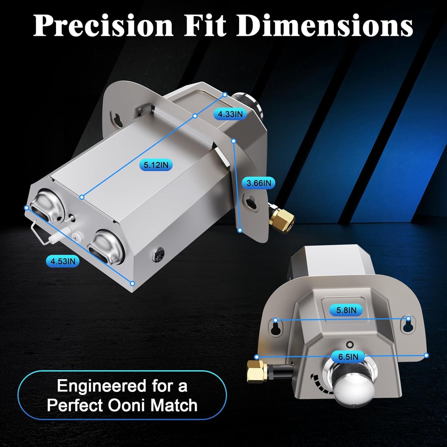 Uniflasy Gas Burner for Ooni Pizza Oven Accessories, for Ooni Karu 12 Gas Burner Attachment, Replace for 12G Adapter, for Fyra 12 with Propane Conversion Kit, fits Bighorn Outdoors Pizza Oven 12"