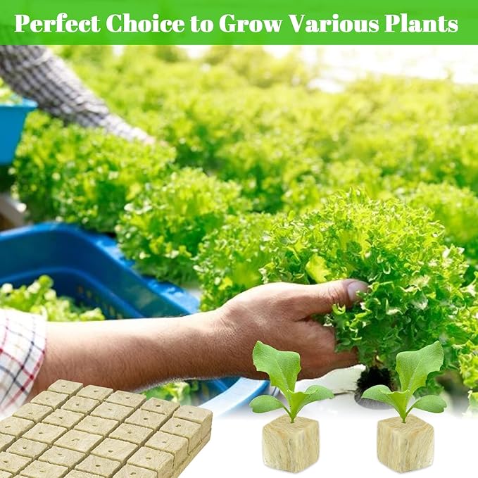 Legigo 1 Inch Rockwool Cubes Seed Starter Plugs for Hydroponics, RockWool Planting Grow Cubes for Hydroponic Tower Garden Soilless Cultivation Plants Germination Cutting Clone (2 Sheet, 100 Plugs)