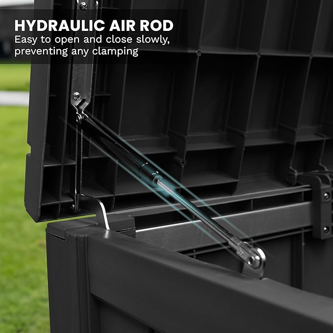 Heavy Duty Storage Box,180 Gallon Black Outdoor Storage Box is Made of Resin for Outdoor, Patio or Indoor Use.