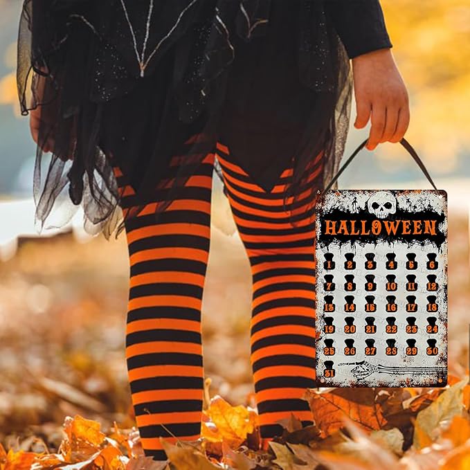 Halloween Countdown Vintage Sign Halloween Skull Metal Tin Sign for Home Bar Kitchen Hotel Dining Room Coffee 8x12inch