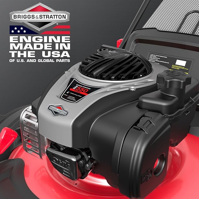 PowerSmart 21 in. Gas Lawn Mower with 140cc Briggs and Stratton E550 Engine, Push Mower with Mulch, Side-Discharg, Bagger, 6-Positions Adjustable Cutting Height