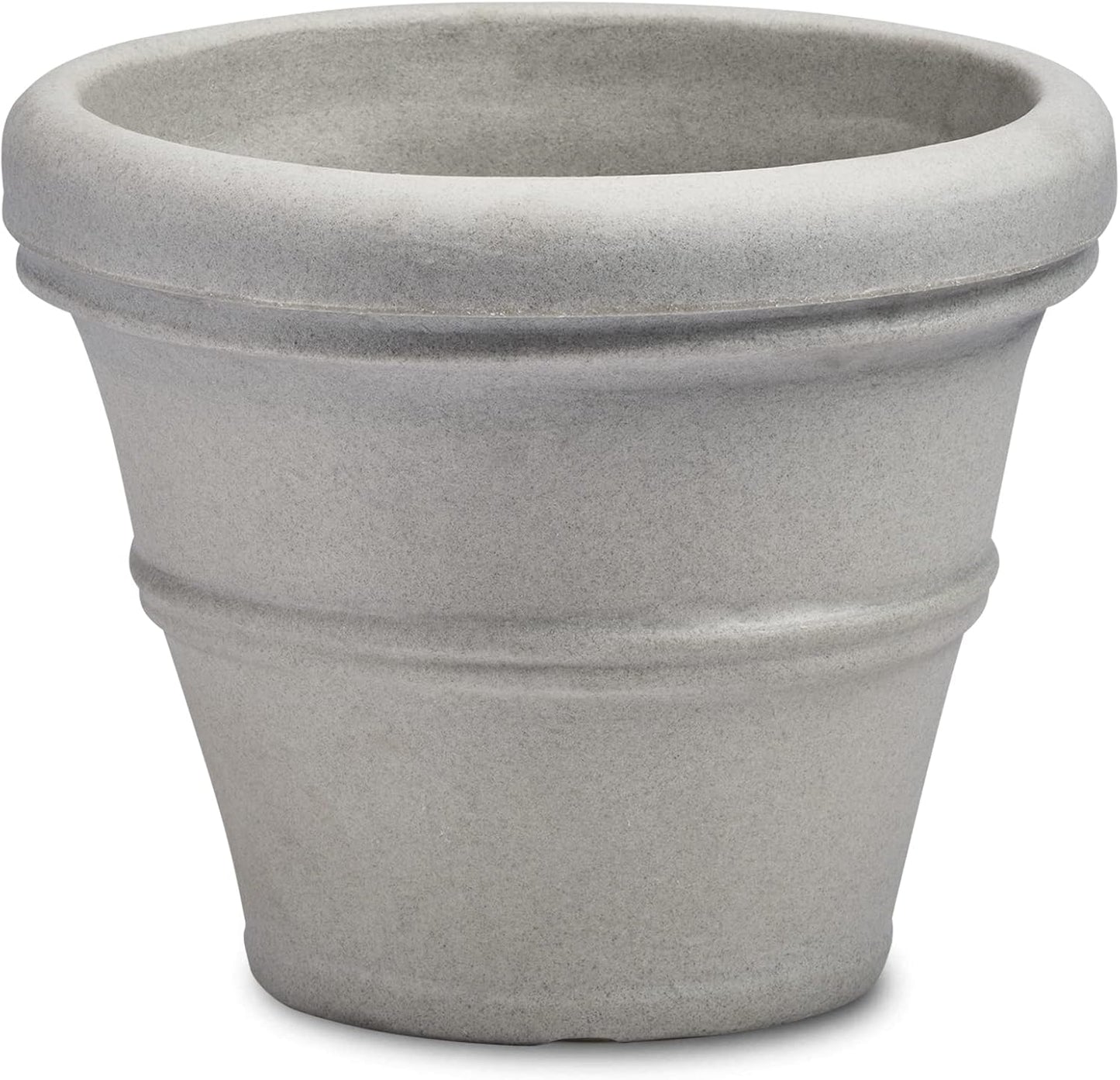 Crescent Garden Brunello Classic Rolled Rim Planter Pot, Indoor/Outdoor Weather-Safe Round Plant Pot, 14'' (Weathered Concrete)
