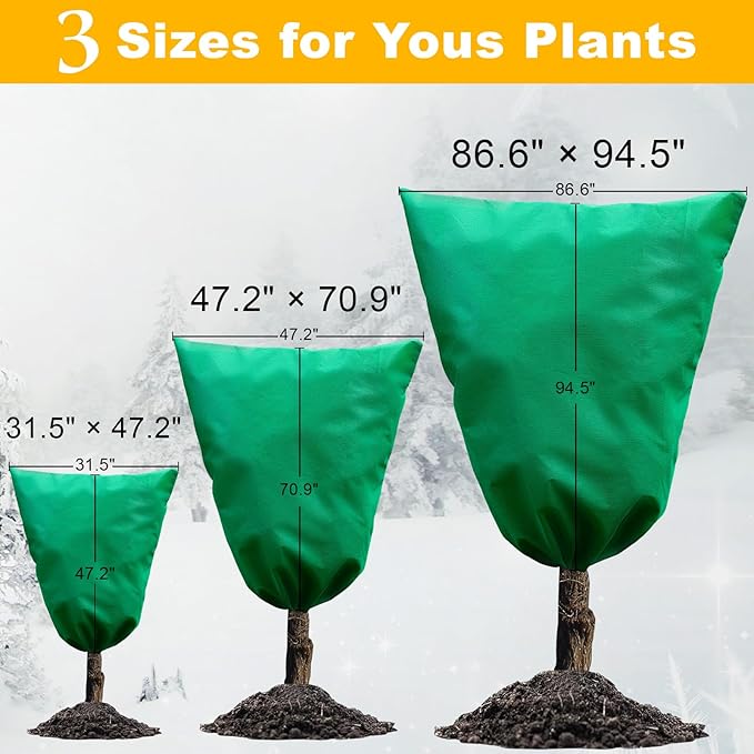 86.6" W X 97.5" H Plant Covers for Winter Freeze Protection, Frost Protection Covers for Outdoor Plants, 2.2 oz/yd² Tree Covers with Double Zipper Heads & Drawstring Design for Winter, 1 Pack