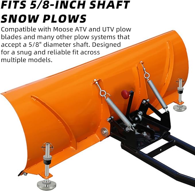 AR-PRO (2-Pack) Replacement Snow Plow Skid Shoes for ATV UTV Blades, Fits 5/8" Shaft – Compatible with Moose Plows – Includes Pins, Rubber Bumpers, Washers – Replaces 100-3133, 4501-0702 etc