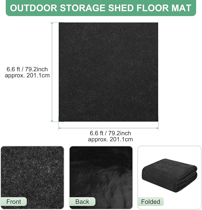 Outdoor Storage Shed Mat, 6.6x6.6 FT Waterproof Small Shed Flooring Mat for Patio Furniture Floor Protecting from Wear/Liquid/Dust/Oil, Non-Slip Carport Pad [Grey]
