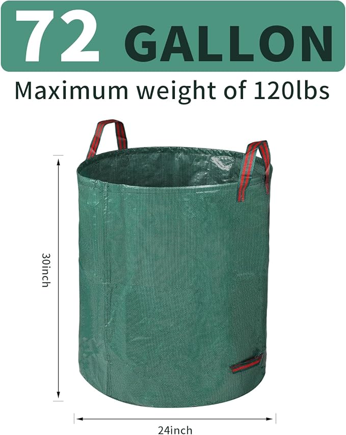 3 PackYard Waste Bags 72 Gallon Lawn and Leaf Bags, Reusable Heavy Duty Garden Bags for Collecting Leaves, Waste Container for Clean Up Outdoor Debris Leaves Grass Clippings