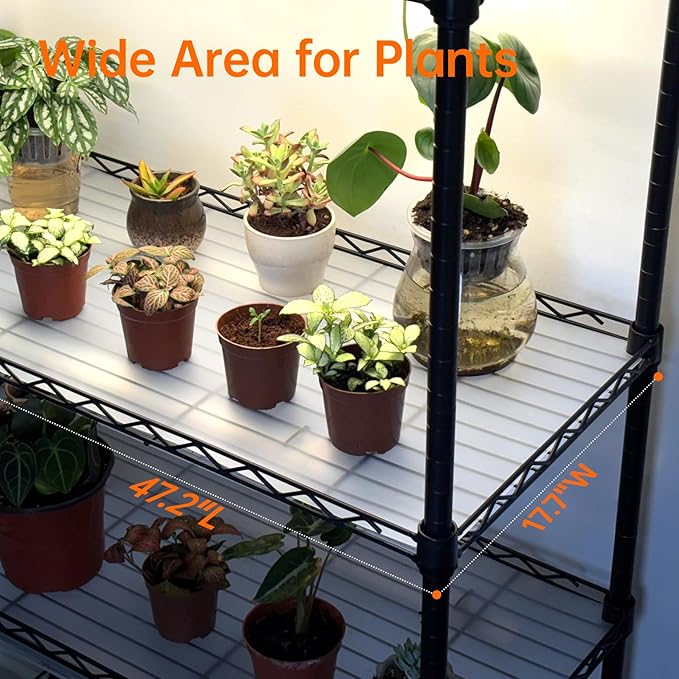 Indoor Greenhouse with Grow Light, Tall Plant Stand with 4 Pack Full Spectrum Plant Lights, 3 Color Modes, Plant Shelf with Tent for Indoor Plant, Seed Starting, Seed Tray, 47.2"x17.8"x70.9"