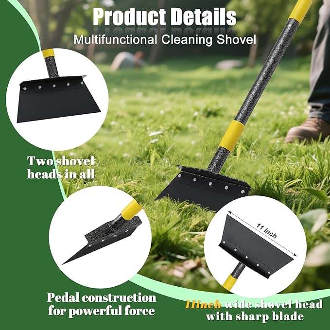 Heavy-Duty Garden Shovel 60inch All-Season Outdoor Tool with 4.3" Wide Blade, Rust-Proof Steel & Ergonomic Handle for Seniors (Weed Removal, Snow Scraper, Moss Cleaner)