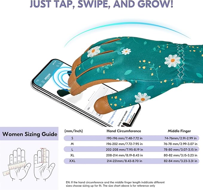 Vgo... Women Gardening Gloves Premium Goat Leather Work Gloves Thornproof for Pruning,Outdoor Activities(GA7476)