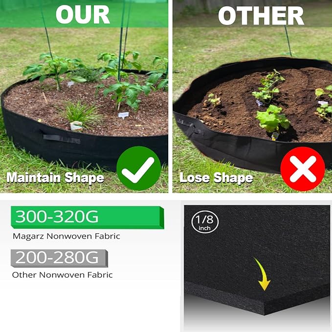 2-Pack 50 Gallon Plant Grow Bags, Large Fabric Raised Garden Bed with Handles,Durable Garden Beds Planters Aeration Gardening Container to Grow Vegetables for Outdoor Plants