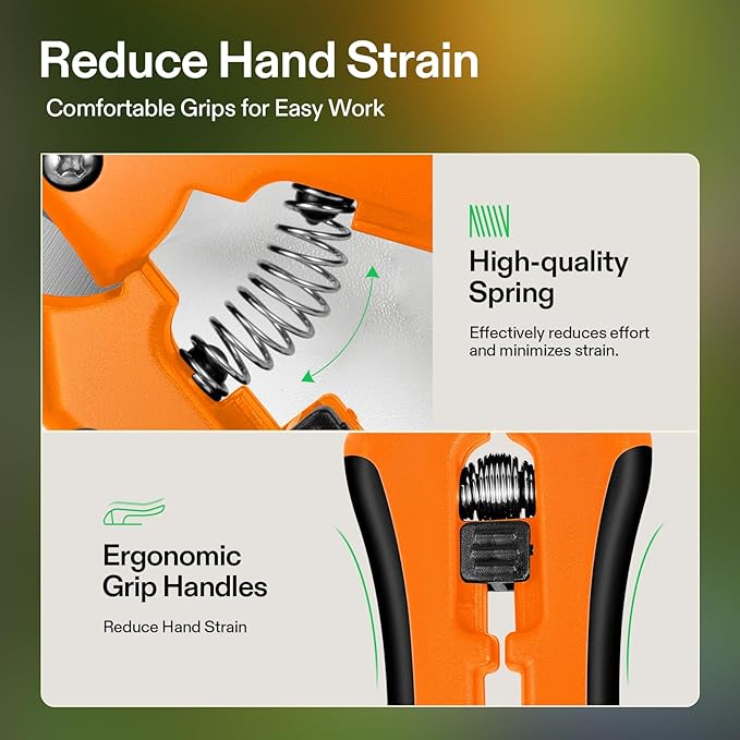 VIVOSUN 2-Pack 6.5 Inch Gardening Scissors Hand Pruner Pruning Shear with Straight Stainless Steel Blades Orange