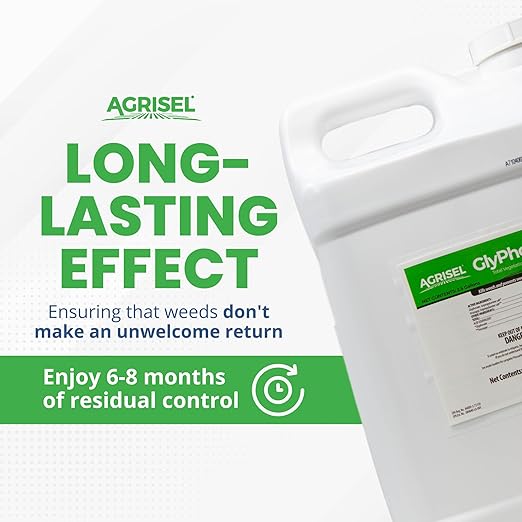 GlyPhoSel Plus Weed Killer, Post Emergent, Long-Lasting Action, Eliminates Tough Weeds from Leaf to Root, For Non-Crop Areas, Pet Safe, Includes 3-pack of Agrisel Protective Gloves, 320 Ounces