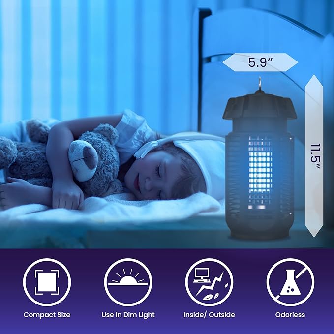 LiBa Electric Bug Zapper, Outdoor & Indoor Insect Killer with Switch – 4000V Powerful Grid, 20W Extra Brightness IPX4 Waterproof Mosquito Repellent Outdoor, Fly Traps for Backyard Patio