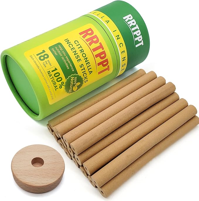 Hollow Citronella Incense Sticks with Natural Ingredients Citronella Lemongrass and Rosemary Oil Help You Better Enjoy Outdoor Life (18 Sticks)