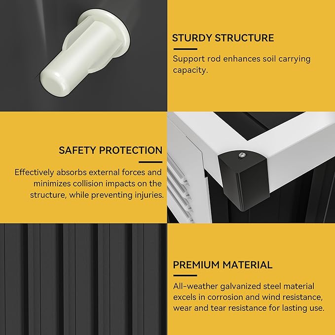 DWVO 8x4 FT Outdoor Weatherproof Storage Shed, Secure Metal Bike Shed w/Lockable Entry, Garden Storage Solution for Lawn Equipment, Tools, Waste Bin, Dark Gray