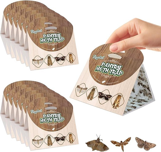 12 Pack Powerful Pantry Moth Trap with Pheromone Attractant and Sticky Glue, Long-Lasting Moth Traps for Pantry, Kitchen, Food Storage, and Closet, Effective Pest Control, Non-Toxic and Easy-to-Use