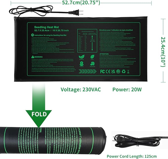 NAMOTEK Seedling Heat Mat, 10" x 20.75" Waterproof Plant Heating Mat, Warm Hydroponic Heating Pad for Indoor Home Gardening Seed Starter,Germination, Greenhouse