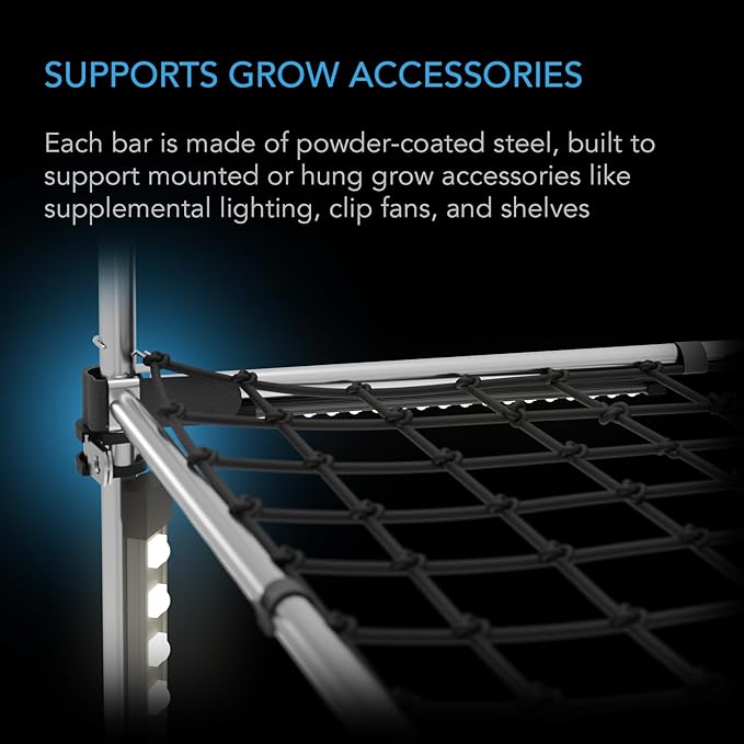 AC Infinity Heavy-Duty Grow Tent Mounting Bars 3x3', High Airflow CFM Kit Prevents Walls from Sucking in, Trellis and Supplemental Lights Mounting for All 3x3 Indoor Grow Tents