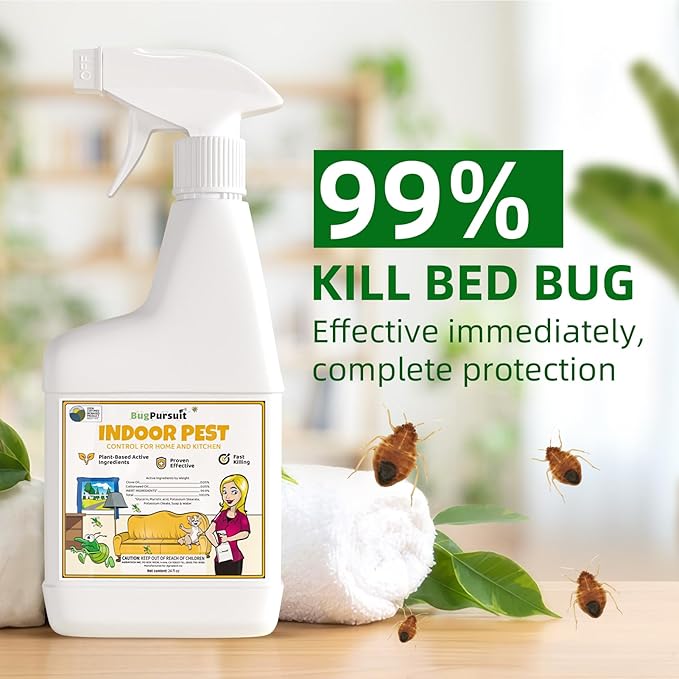 Bed Bug Spray 24 Oz, 100% Kill Efficacy, Indoor & Outdoor Bug Control for Mite, Ant, Spider and Flea, Plant Extract Based Non Toxic Bed Bug Killer, Child & Pet Safe