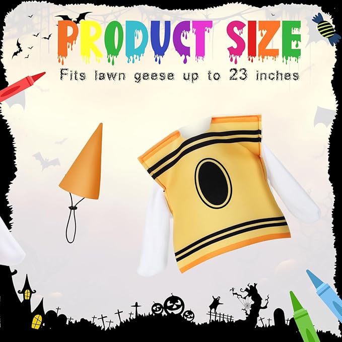 Geyoga Halloween Porch Goose Outfit 23" Classroom Goose Clothes Fall Lawn School Garden Patio Yard Outdoor Decorations(Yellow,Crayon)