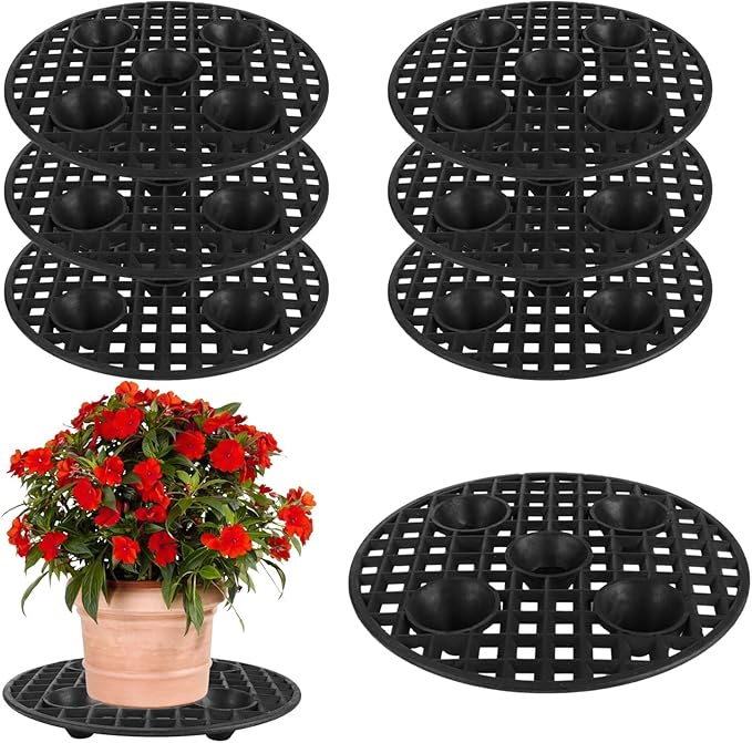 QTLCOHD 6 Pcs 12 Inch Pot Elevators for Plants, Black Plant Level Pot Elevator Plastic Plant Stand for Indoor Outdoor Garden Flower Pot, Plant Riser for Patio & Deck Floor Protector