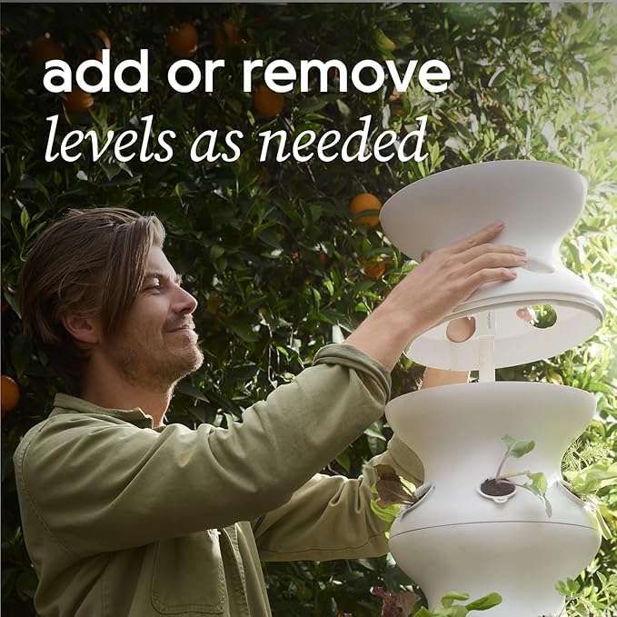 Farmstand Starter Kit + 12 Seedling Credits | Tiny Hydroponic Growing System Kit | Self-Watering Outdoor Vertical Garden Planter Tower | 3ft 8in | Made in USA