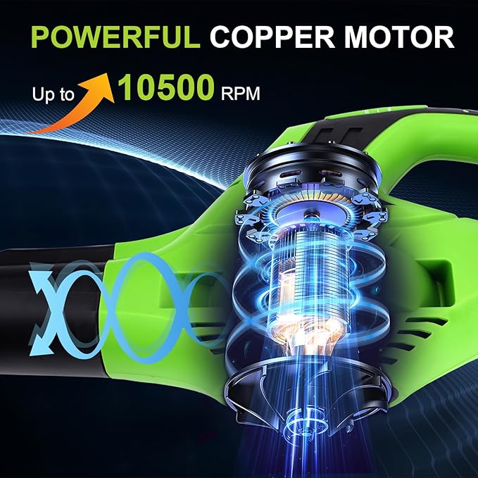 YOUGFIN Leaf Blower Cordless, 20V Handheld Electric Leaf Blower with 2.0Ah Battery and Charger, 2 Speed Mode, Lightweight Battery Powered Blowers for Lawn Care, Yard, Snow Blowing