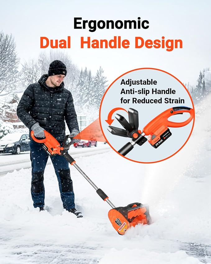 VOLTASK Cordless Snow Shovel, 24V | 12-Inch Snow Blower Cordless, Battery Snow Shovel with Directional Plate & Adjustable Front Handle (4-Ah Battery & Quick Charger Included)
