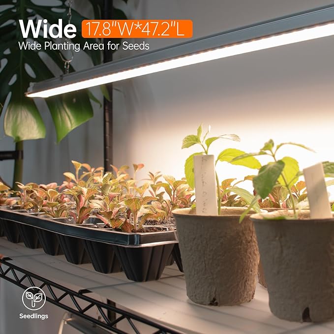 Indoor Greenhouse with Grow Light, Tall Plant Stand with 4 Pack Full Spectrum Plant Lights, 3 Color Modes, Plant Shelf with Tent for Indoor Plant, Seed Starting, Seed Tray, 47.2"x17.8"x70.9"