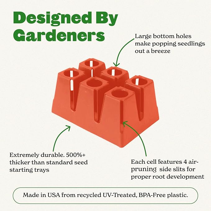 Epic Gardening Reusable Seed Starter Tray - 6 Cell/6 Seedling Starter Trays - Easy Watering, Indoor Greenhouse, Plant Starter, Gardener-Friendly for Seedlings | UV-Treated & BPA-Free - Terracotta