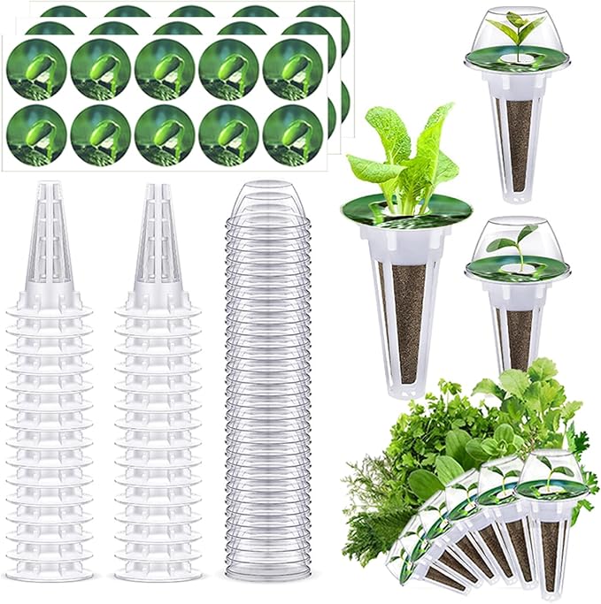 90pcs Hydroponic Seed Pod Kit Include 30pcs Plant Replacement Basket Containers,30 Grow Domes and 30 Seed Label Compatible with Hydroponic Growing Garden System(0.5 Inch,White)