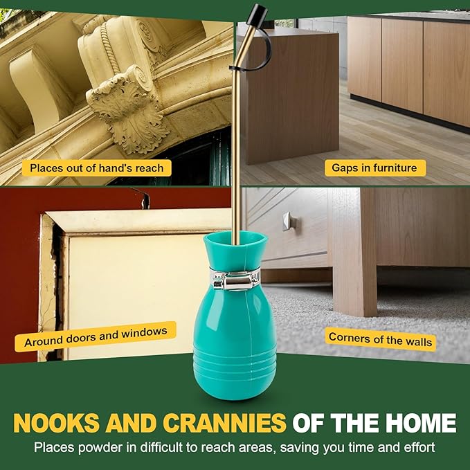 Powder Duster, Diatomaceous Earth Bulb Applicator for Garden and Indoor, Bug Pest Control Insect Treatment, Dust Spreader with Long Copper Tube