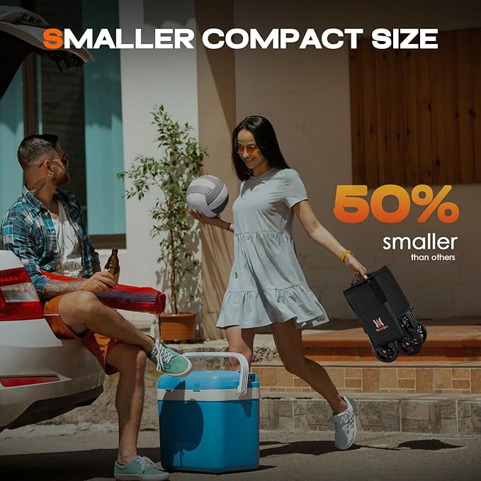 Navatiee 140L Collapsible Foldable Wagon with Wheels, Large Capacity Foldding Wagon Cart with Side Pocket and Brakes, Grocery Shopping Cart for Garden Outdoor Use, Black