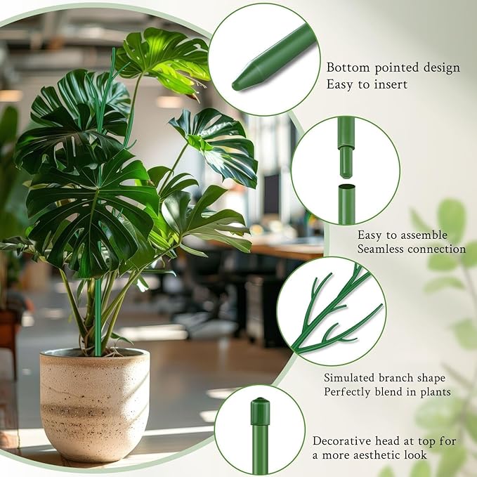 Plant Support Stakes,Adjustable Height Branch Shape Plant rods for Small &Medium Monstera 2 3 4 Fee Tall Support Sticks for Climbing Plants,Garden Accessories,Alternative to Moss Poles,2 Sets 51"