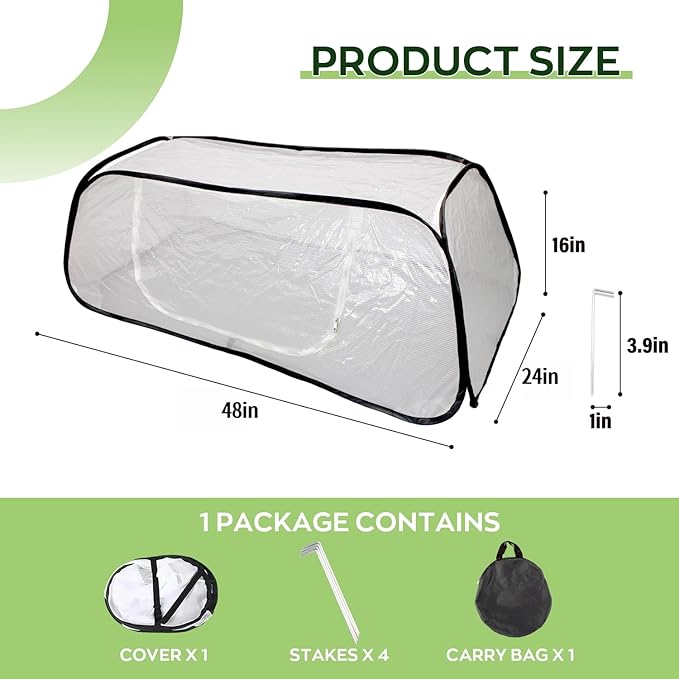 Raised Garden Bed Cover with Frame-4x2x1.3ft Garden Greenhouse Cover with Zipper Door,Garden Rows Accelerator Plants Cover for Vegetable & Flower Beds
