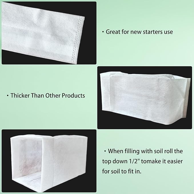 Belit 100 Pcs 10.2" H Deep Nursery Grow Bags, Non-Woven Plants Pots Container for Starting Rooted Plants Vegetable, Flower, Seedling Tree