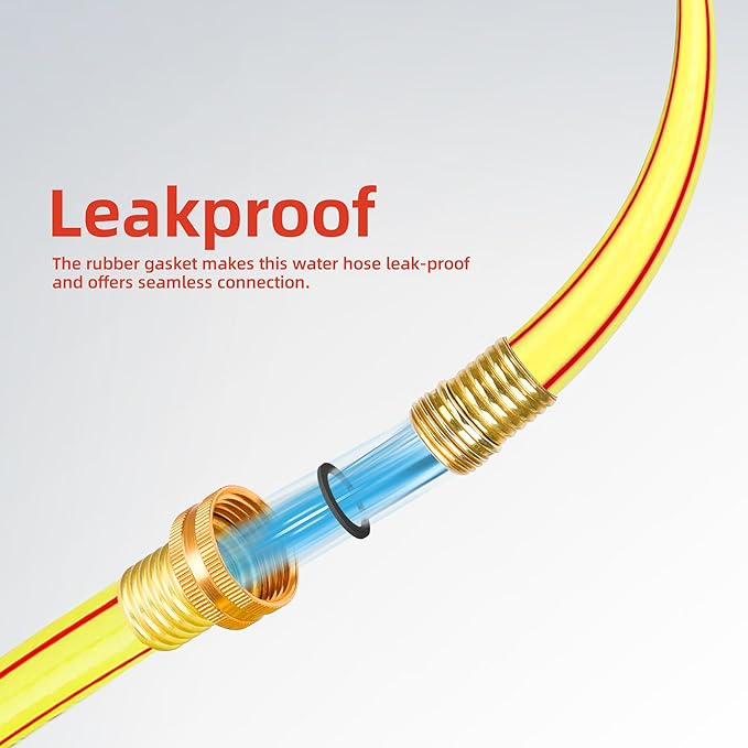 Short Leader Yellow Garden Hose 3/4 in. x 5 ft.-Kink Free, Leakproof, Male/Female, 400PSI Burst -Heavy Duty Durable Flexible Lightweight Water Pipe for Gardening, Lawn Care & Equipment Connection