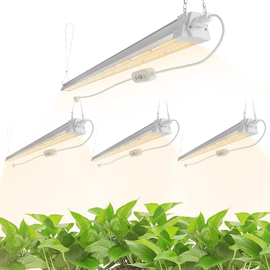 FREELICHT 4 Pack 4FT LED Grow Light with Timer, 40W (250W Equivalent), Full Spectrum Grow Lights for Indoor Plants with 9/12/15H Timer, Linkable Plant Growing Lamp for Hydroponic Plants Seeding Veg