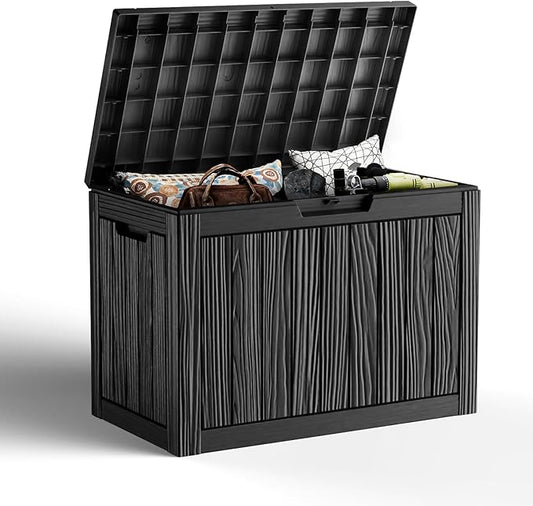45 Gallon Outdoor Storage Box – Resin Deck Box with Lockable Lid, Waterproof Patio Furniture Storage for Tools, Garden & Yard Organization