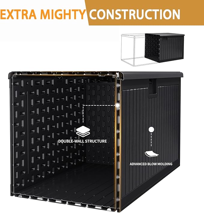 KUIKUI 288 Gallon Waterproof Deck Box, Outdoor Storage Box Waterproof Lockable with Divider and Lifter Prevent Water Seeping into from Floor for Patio Cushions