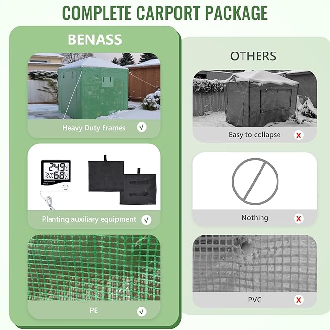 8X6 FT Pop Up Greenhouse,Greenhouse for Outdoors, Portable Walk-in Greenhouses with Roll-Up Zipper Door, PE Cover Greenhouses for Garden and Backyard, Easy Setup
