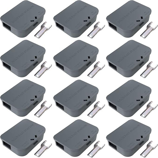 Mouse Stations with Keys 12 Pack, Keyless Design and Key Required Mouse Stations, Mice Stations, Keeps Children and Pets Safe Indoor & Outdoor, Gray